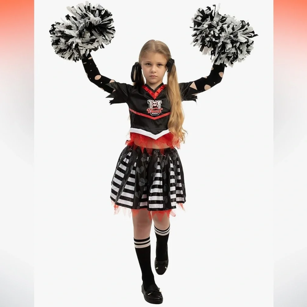 Spooktacular Creations Kids Halloween Cheerleader Costume for Girls Zombie cheer